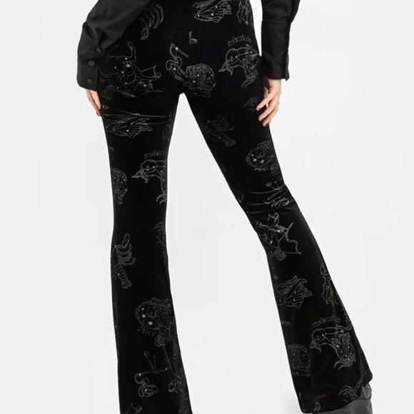 Disturbia Zodiac Print Split Flare Trousers | NWOT  size US 10 - Picture 6 of 10